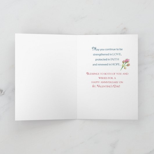 Jubileum op Valentijnsdag Roos Religieus Feest Kaart (Binnen)