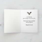Jubileum Owl Bird Waterverf Husband Friend Kaart (Binnen)