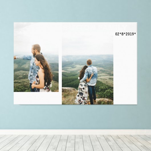 Jubileum paar foto collage canvas afdruk (Insitu (Houten vloer))