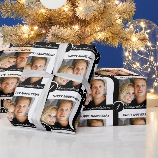 Jubileum paar zwart wit jaar cadeaupapier (Feestdagen)