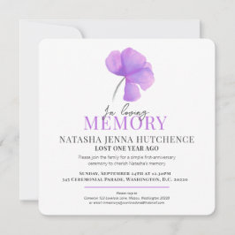 Jubileum paarse waterverf foto van doodbloem kaart