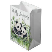 Jubileum panda Beren in bladeren Medium Cadeauzakje (Voorkant Gekanteld)