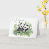 Jubileum Panda Beren Kaart (Gele Bloem)