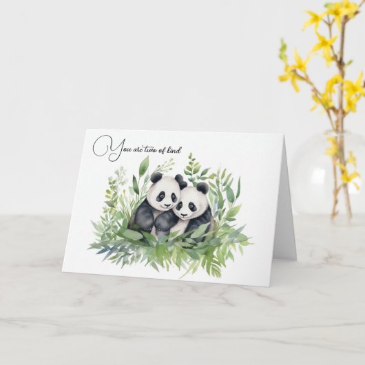 Jubileum Panda Beren Kaart (Gele Bloem)