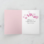 Jubileum papieren hartjes in envelop kaart (Binnen)