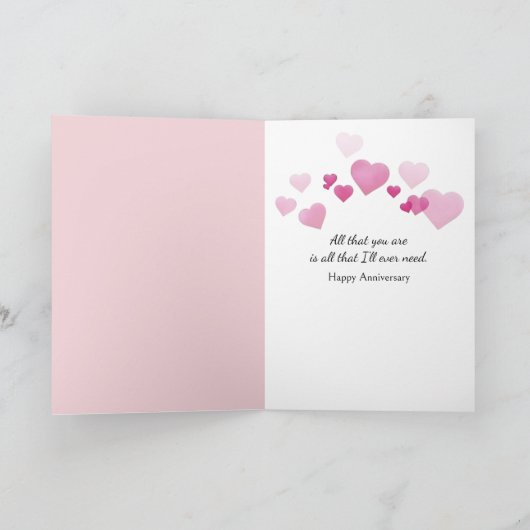 Jubileum papieren hartjes in envelop kaart (Binnen)