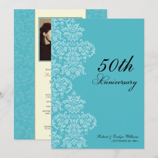 Jubileum-partij - Aanbesteding in aqua Kaart (Voorkant / Achterkant)