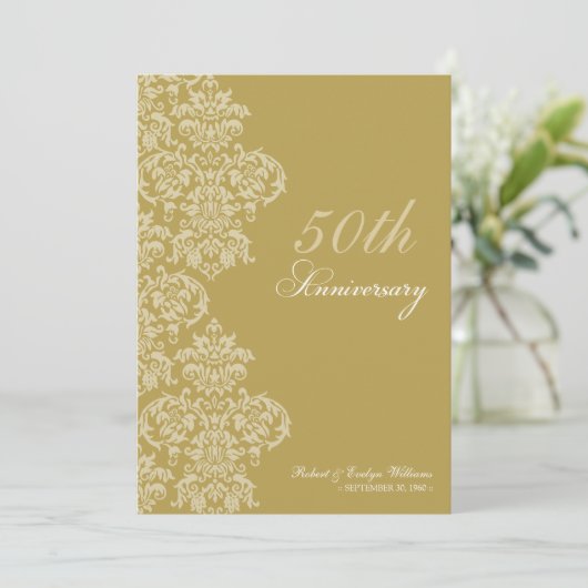  Jubileum partij Aangepaste uitnodiging (goud) (Staand voorkant)