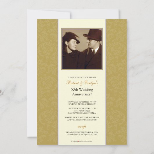  Jubileum partij Aangepaste uitnodiging (goud) (Achterkant)