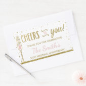 Jubileum partij flesverpakking, faux glitter rechthoekige sticker (Envelop)