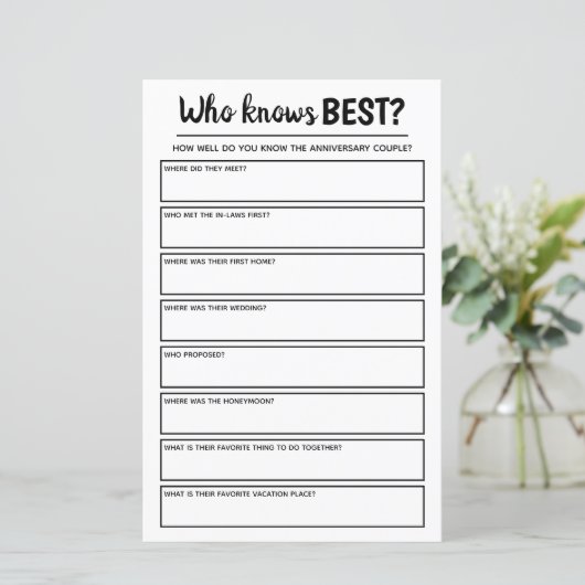 Jubileum Partij game die het beste weet en hem of  (Staand voorkant)