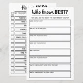 Jubileum Partij game die het beste weet en hem of  (Voorkant / Achterkant)