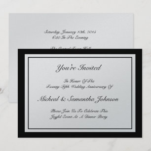 Jubileum Party Classic Invitation Silver Kaart