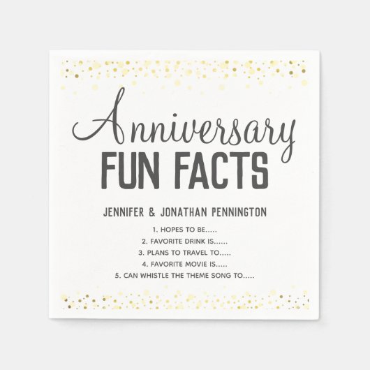 Jubileum Party Fun Facts Unisex Confetti Napkin Servet (Voorkant)