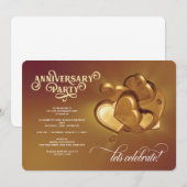 Jubileum Party Gold Invitation Aankondiging (Voorkant / Achterkant)