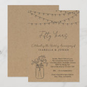 Jubileum Party Invitation | Rustiek kraftpapier Kaart (Voorkant / Achterkant)