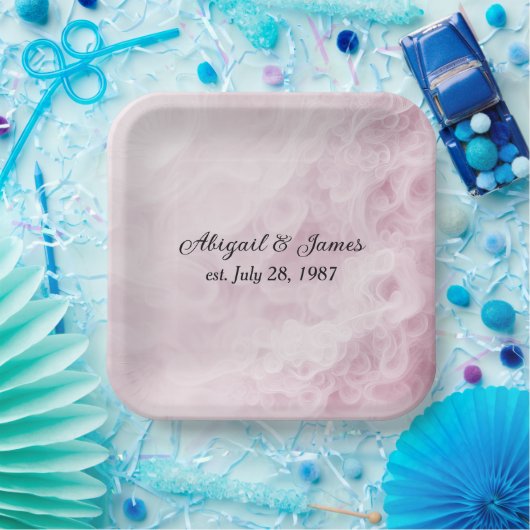 Jubileum Party Roze Swirl Abstract Papieren Bordje (Feest)