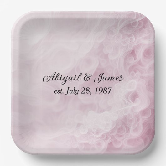 Jubileum Party Roze Swirl Abstract Papieren Bordje (Voorkant)