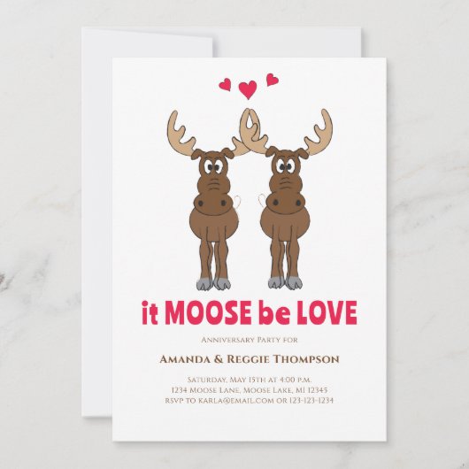 Jubileum Party Schattige Whimsical Moose Foto Kaart (Voorkant)
