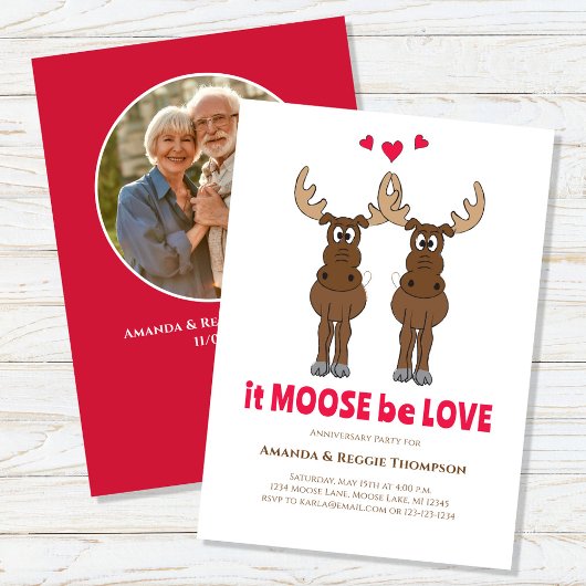 Jubileum Party Schattige Whimsical Moose Foto Kaart
