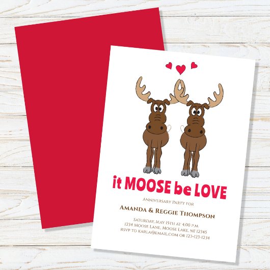 Jubileum Party Schattige Whimsical Moose Kaart