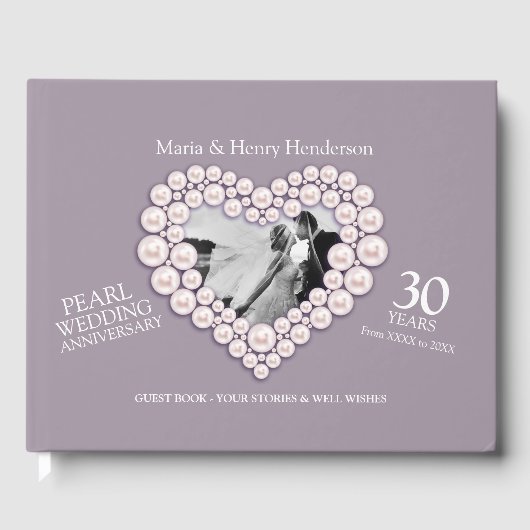 Jubileum Pearl bruiloft foto harten 30 jaar Gastenboek (Voorkant)