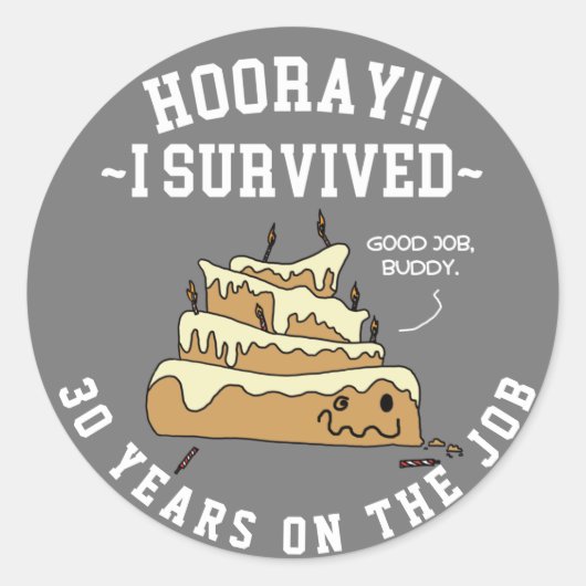 Jubileum Personeelswaardering werk Aangepast Ronde Sticker (Voorkant)