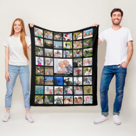 Jubileum Photo Collage Script Name Year - Black Fleece Deken