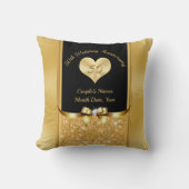 Jubileum Pillow Black and Gold 50th Wedding Kussen (Voorkant)
