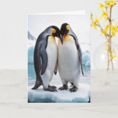 Jubileum pinguïn paar op een ijsberg kaart (Gele Bloem)