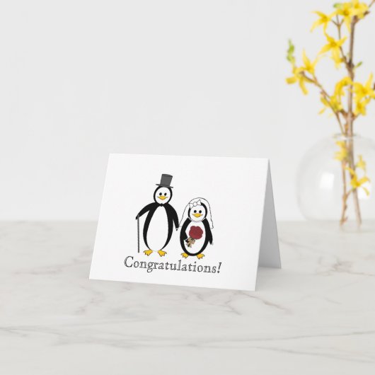 Jubileum Pinguïns Kaart (Gele Bloem)