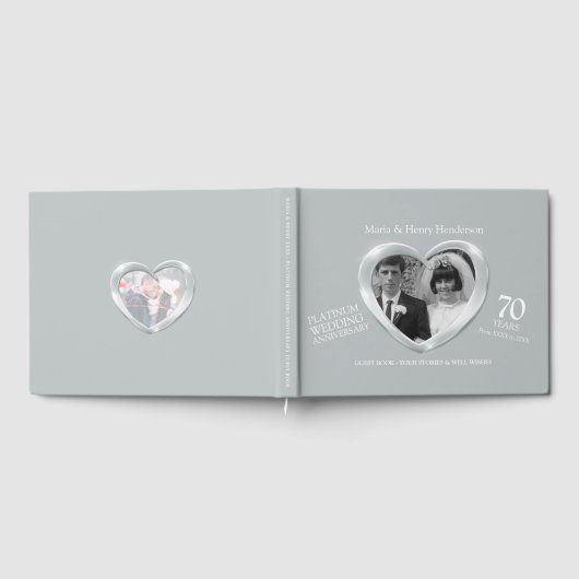 Jubileum platina bruiloft foto harten 70 jaar gastenboek (Volledig)