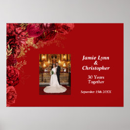 Jubileum Poster Rode Floral Wedding