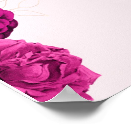 Jubileum Poster van roze Floral Wedding (Hoek)