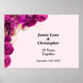 Jubileum Poster van roze Floral Wedding (Voorkant)