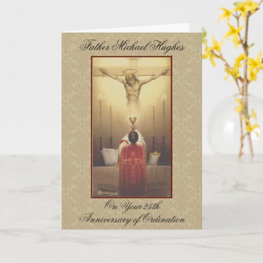 JUBILEUM PRIEST ORDINATION HOST CRUCIFIX KAART (Gele Bloem)