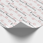 Jubileum Red Hearts op wit Cadeaupapier (Hoek)