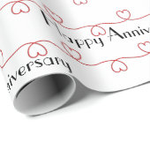 Jubileum Red Hearts op wit Cadeaupapier (Rol Hoek)