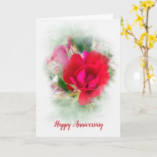 Jubileum Red Rose Kaart (Gele Bloem)