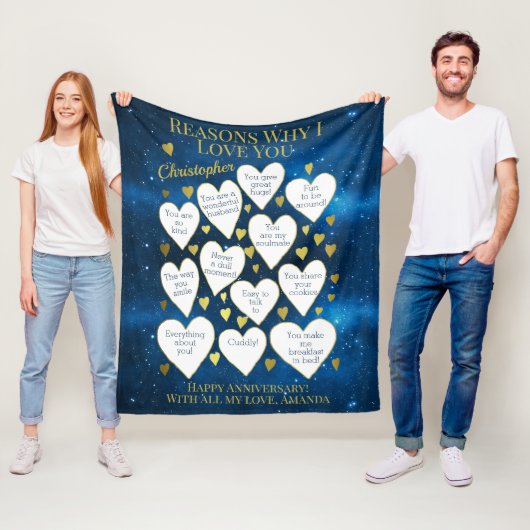 Jubileum redenen waarom ik van je hou fleece deken (In situ)