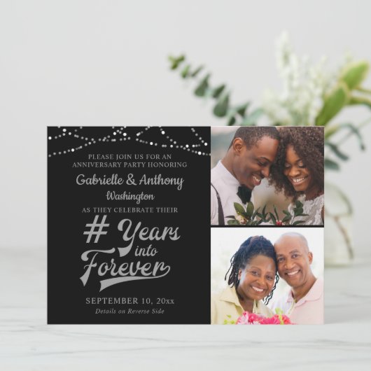 Jubileum Retro # JAAR IN FOREVER Lichten Invi Kaart (Staand voorkant)