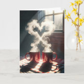 Jubileum rode Mokken met stomend hart Kaart (Gele Bloem)