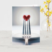 Jubileum rood hart op een vork kaart (Gele Bloem)