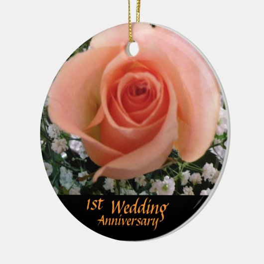 Jubileum Roos peach Keramisch Ornament (Links)