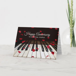 Jubileum Roos Petals op Piano Keys Kaart