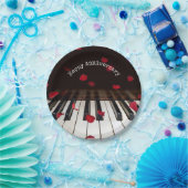 Jubileum Roos Petals op Piano Keys Papieren Bordje (Feest)