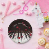 Jubileum Roos Petals op Piano Keys Papieren Bordje (Feest)