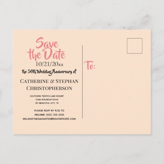 Jubileum  Roze Flamingo Artistic Aankondigingskaart (Achterkant)