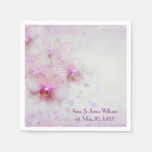 Jubileum roze orchideeën en luchtbelletjes servetten