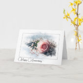 Jubileum roze roos op  piano kaart (Gele Bloem)